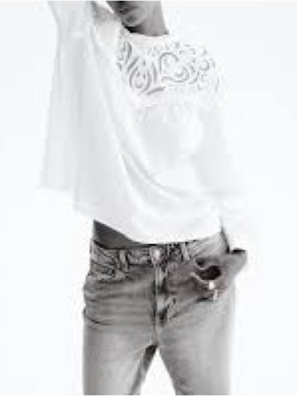 Vintage Lace Neck Classis White Blouse